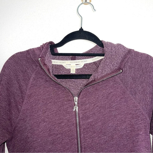 Victoria’s Secret Burgundy Sequin Heart Back Full Zip Hoodie Xsmall Women’s - Picture 2 of 11
